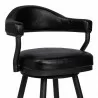 Armen Living Justin Swivel Vintage Black Faux Leather Bar Stool with Black Metal Legs Half Front - Armen Living Justin Swivel Vintage Black Faux Leather Bar Stool with Black Metal Legs Half Front