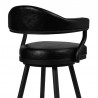 Armen Living Justin Swivel Vintage Black Faux Leather Bar Stool with Black Metal Legs Half Back