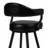 Armen Living Justin Swivel Vintage Black Faux Leather Bar Stool with Black Metal Legs Half Back - Armen Living Justin Swivel Vintage Black Faux Leather Bar Stool with Black Metal Legs Half Back