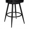 Armen Living Justin Swivel Vintage Black Faux Leather Bar Stool with Black Metal Legs