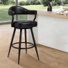 Armen Living Justin Swivel Vintage Black Faux Leather Bar Stool with Black Metal Legs