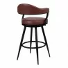 Armen Living Justin Swivel Vintage Coffee Faux Leather Bar Stool with Black Metal Legs Back - Armen Living Justin Swivel Vintage Coffee Faux Leather Bar Stool with Black Metal Legs Back