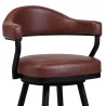 Armen Living Justin Swivel Vintage Coffee Faux Leather Bar Stool with Black Metal Legs Half Front