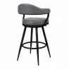 Armen Living Justin Swivel Vintage Gray Faux Leather Bar Stool with Black Metal Legs Back - Armen Living Justin Swivel Vintage Gray Faux Leather Bar Stool with Black Metal Legs Back