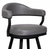 Armen Living Justin Swivel Vintage Gray Faux Leather Bar Stool with Black Metal Legs Half