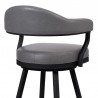 Armen Living Justin Swivel Vintage Gray Faux Leather Bar Stool with Black Metal Legs
