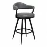 Armen Living Justin Swivel Vintage Gray Faux Leather Bar Stool with Black Metal Legs - Armen Living Justin Swivel Vintage Gray Faux Leather Bar Stool with Black Metal Legs