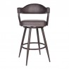 Armen Living Justin Swivel Vintage Brown Faux Leather Bar Stool with Brown Metal Legs Front
