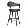 Armen Living Justin Swivel Vintage Brown Faux Leather Bar Stool with Brown Metal Legs Back Angle - Armen Living Justin Swivel Vintage Brown Faux Leather Bar Stool with Brown Metal Legs Back Angle