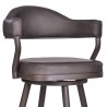 Armen Living Justin Swivel Vintage Brown Faux Leather Bar Stool with Brown Metal Legs Half Front