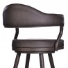 Armen Living Justin Swivel Vintage Brown Faux Leather Bar Stool with Brown Metal Legs Half Back