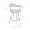 Armen Living Justin Swivel Vintage Brown Faux Leather Bar Stool with Brown Metal Legs
