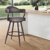 Armen Living Justin Swivel Vintage Brown Faux Leather Bar Stool with Brown Metal Legs