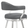 Armen Living Justin Swivel Vintage Grey Faux Leather Bar Stool with Brushed Stainless Steel Legs Half Back