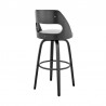Armen Living Julius Gray Faux Leather and Black Wood Bar Stool Side Back