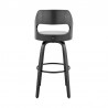 Armen Living Julius Gray Faux Leather and Black Wood Bar Stool Back