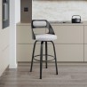 Armen Living Julius Gray Faux Leather and Black Wood Bar Stool