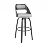 Armen Living Julius Gray Faux Leather and Black Wood Bar Stool Side Front