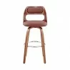 Armen Living Julius Brown Faux Leather and Walnut Wood Bar Stool front - Armen Living Julius Brown Faux Leather and Walnut Wood Bar Stool front