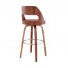 Armen Living Julius Brown Faux Leather and Walnut Wood Bar Stool 