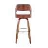 Armen Living Julius Brown Faux Leather and Walnut Wood Bar Stool  Back