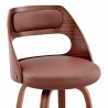 Armen Living Julius Brown Faux Leather and Walnut Wood Bar Stool  Half Front