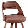 Armen Living Julius Brown Faux Leather and Walnut Wood Bar Stool  Half Front - Armen Living Julius Brown Faux Leather and Walnut Wood Bar Stool  Half Front