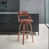 Armen Living Julius Brown Faux Leather and Walnut Wood Bar Stool  - Armen Living Julius Brown Faux Leather and Walnut Wood Bar Stool 