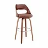 Armen Living Julius Brown Faux Leather and Walnut Wood Bar Stool  - Armen Living Julius Brown Faux Leather and Walnut Wood Bar Stool 