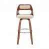 Armen Living Julius Cream Faux Leather and Walnut Wood Bar Stool Front