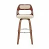 Armen Living Julius Cream Faux Leather and Walnut Wood Bar Stool Front - Armen Living Julius Cream Faux Leather and Walnut Wood Bar Stool Front