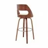 Armen Living Julius Cream Faux Leather and Walnut Wood Bar Stool Back Side - Armen Living Julius Cream Faux Leather and Walnut Wood Bar Stool Back Side