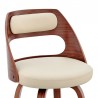 Armen Living Julius Cream Faux Leather and Walnut Wood Bar Stool Half Front
