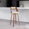 Armen Living Julius Cream Faux Leather and Walnut Wood Bar Stool