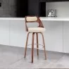 Armen Living Julius Cream Faux Leather and Walnut Wood Bar Stool - Armen Living Julius Cream Faux Leather and Walnut Wood Bar Stool