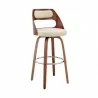 Armen Living Julius Cream Faux Leather and Walnut Wood Bar Stool - Armen Living Julius Cream Faux Leather and Walnut Wood Bar Stool