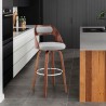 Armen Living Julius Gray Faux Leather and Walnut Wood Bar Stool
