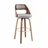 Armen Living Julius Gray Faux Leather and Walnut Wood Bar Stool Front Side - Armen Living Julius Gray Faux Leather and Walnut Wood Bar Stool Front Side