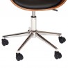 Armen Living Julian Modern Office Chair In Chrome Finish with Black Faux Leather And Walnut Veneer Back  02
