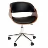 Armen Living Julian Modern Office Chair In Chrome Finish with Black Faux Leather And Walnut Veneer Back  01 - Armen Living Julian Modern Office Chair In Chrome Finish with Black Faux Leather And Walnut Veneer Back  01