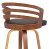Armen Living Jayden 26" Counter Height Swivel Brown Faux Leather and Walnut Wood Bar Stool  Half Back