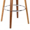Armen Living Jayden 26" Counter Height Swivel Brown Faux Leather and Walnut Wood Bar Stool  Legs