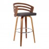 Armen Living Jayden 26" Counter Height Swivel Brown Faux Leather and Walnut Wood Bar Stool 