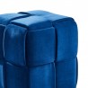 Armen Living Joy Contemporary Short Ottoman in Blue Velvet  Close View