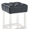  Armen Living Kara Contemporary 26" Counter Height Barstool in Gray Faux Leather with Acrylic Legs Seat