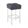 Kara Contemporary 26" Counter Height Barstool in Grey Faux Leather with Acrylic Legs - Angled
