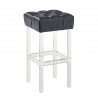 Kara Contemporary 30" Bar Height Barstool in Grey Faux Leather with Acrylic Legs - Angled