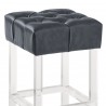 Kara Contemporary 30" Bar Height Barstool in Grey Faux Leather with Acrylic Legs - Seat Close-Up