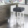 Kara Contemporary 30" Bar Height Barstool in Grey Faux Leather with Acrylic Legs - Lifestyle