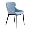 Kenna Modern Dining Chair in Matte Black Finish and Blue - Angled